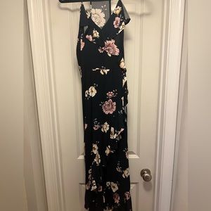 Love Fire ruffle wrap dress, navy, medium